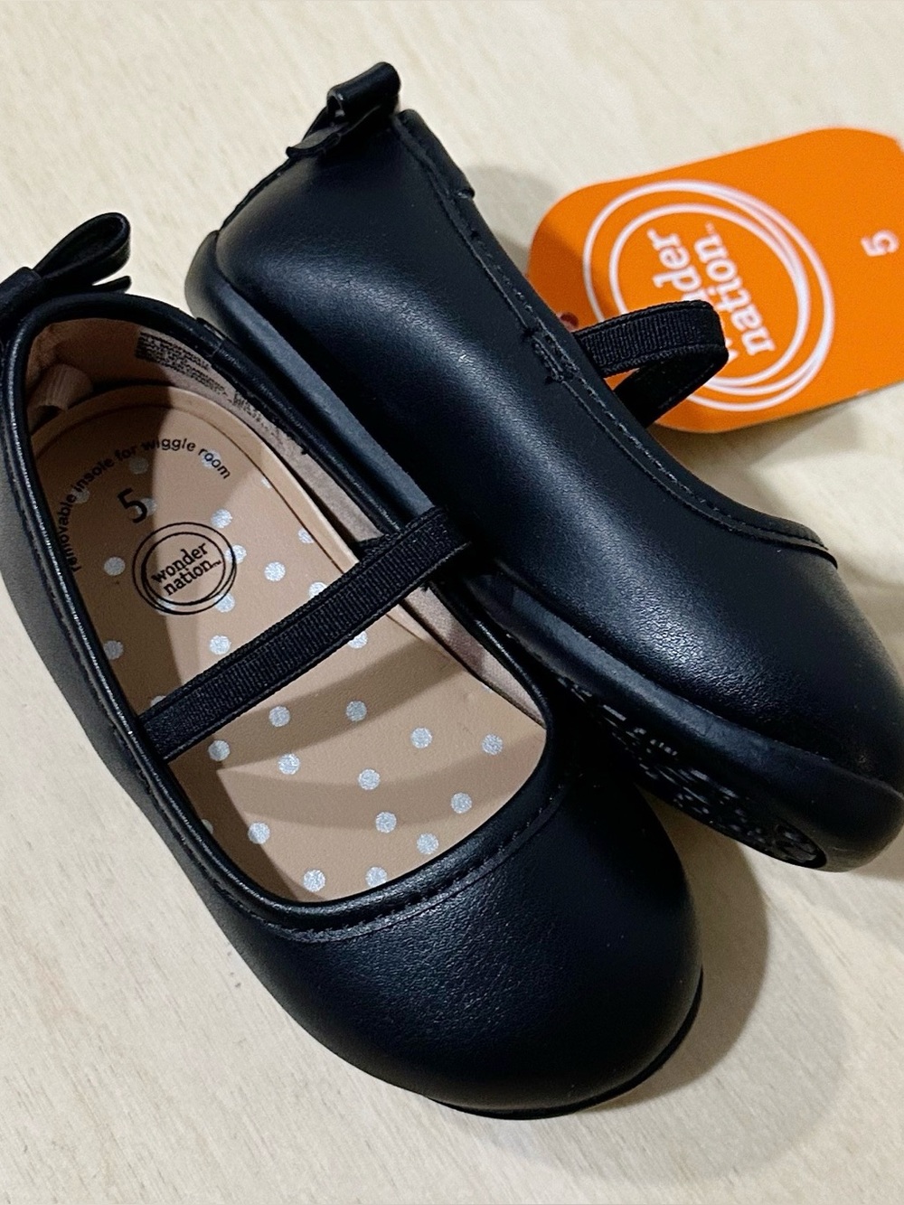 New Mary Jane Toddler Size 5 Girls Shoes Wonder Nation Closed Toe Bow Details